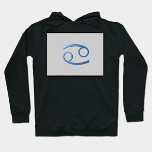 Blue Cancer Zodiac Symbol on Light Gray Hoodie